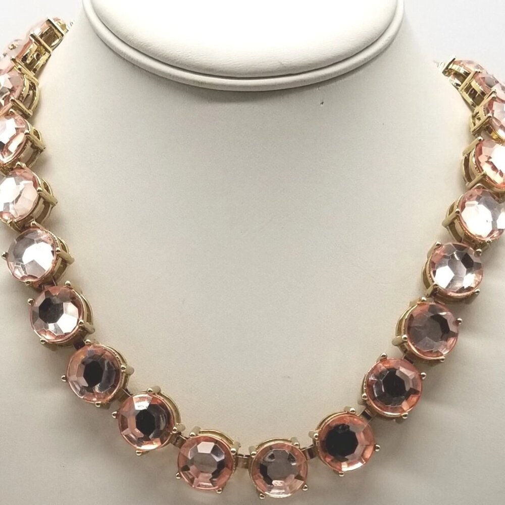 Pink Acrylic Gold Tone Collar Bib Necklace